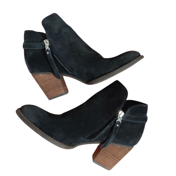 Sam Edelman Marium Black Suede Ankle Boots Western Booties Size 8 - Picture 1 of 12